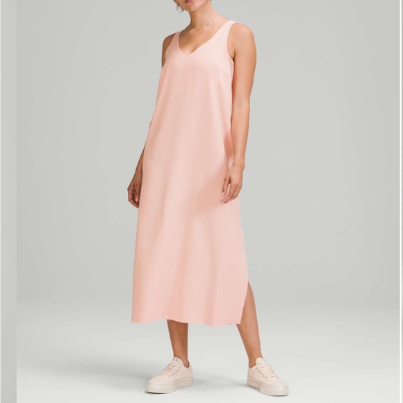 NWT Lululemon V-Neck Midi Dress | Pink Mist | Size 4 - Picture 1 of 11